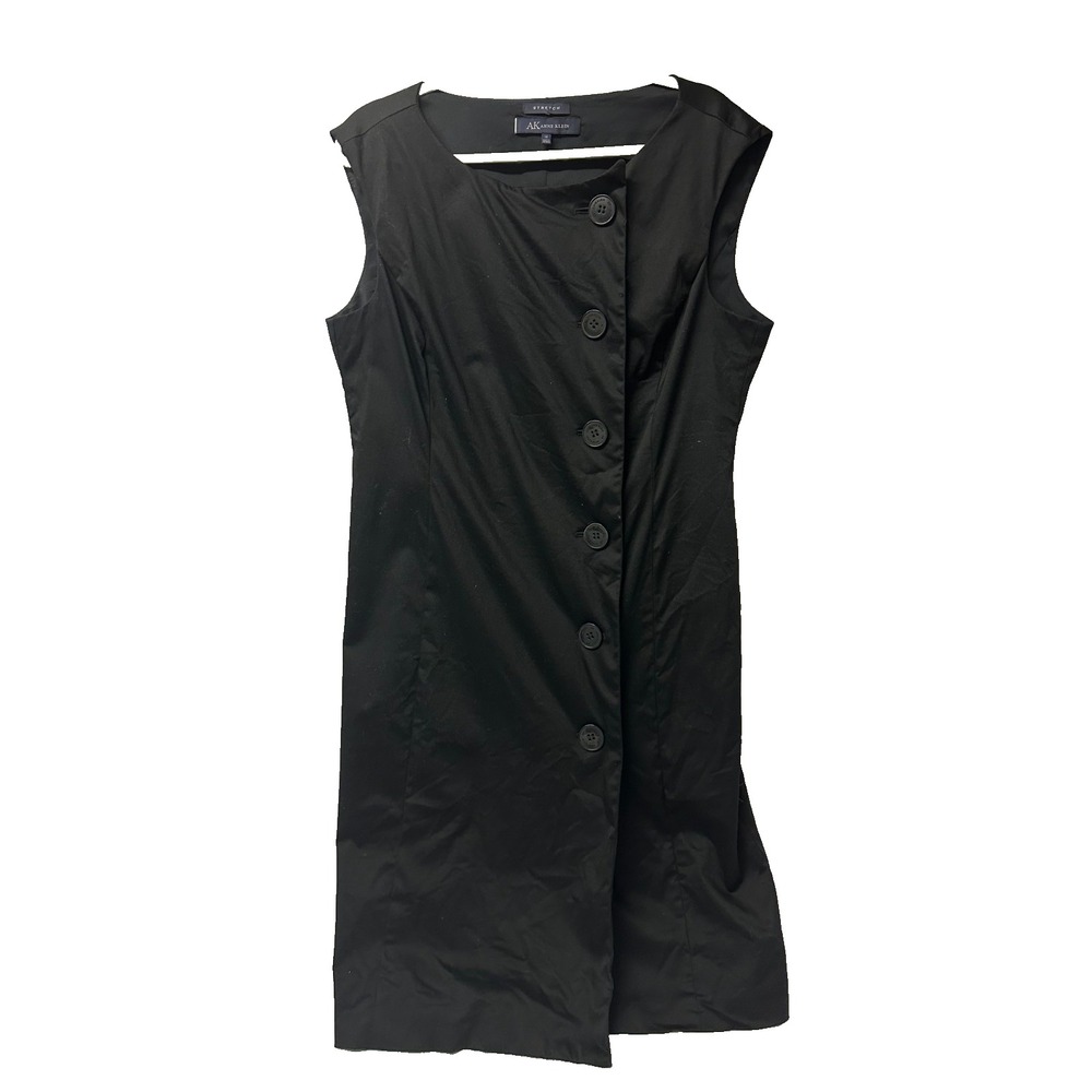 Anne Klein Black Dress Womens 14 Sheath Sleeveless Asymmetrical Office Workwear